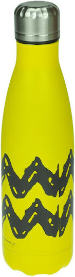 Back Me Up Kids Water Bottle Thermos Stainless Steel with Screw Cap Non Spill Yellow 500ml