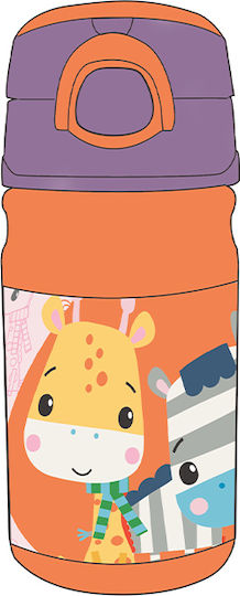 Fisher Price Giraffe Kids Water Bottle Plastic with Straw Orange 350ml