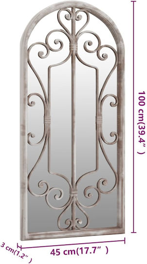 vidaXL Wandspiegel mit Weiß Metallisch Rahmen 100x45cm 1Stück