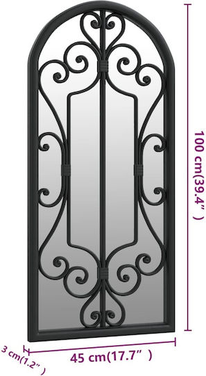 vidaXL Oglindă de Perete cu Negru Ramă din Metalic 100x45cm 1buc