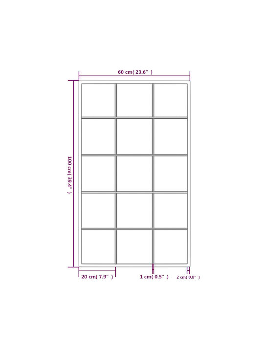 vidaXL Oglindă de Perete cu Negru Ramă din Metalic 100x60cm 1buc