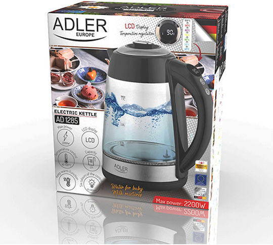 Adler AD-1285 Електрическа Кана 1.7л 2200W Черна