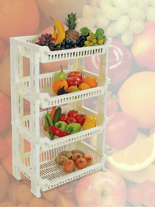 Viosarp Kitchen Trolley Plastic White 4 Slots 29x29x71cm