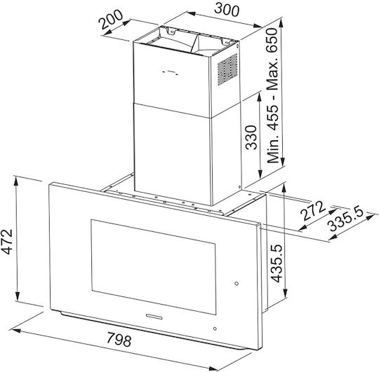 Franke AQ Sense Απορροφητήρας Καμινάδα 80cm Μαύρος