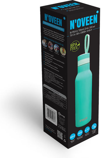N'Oveen Stainless Steel Thermos Bottle 500ml Sea Green Shiny
