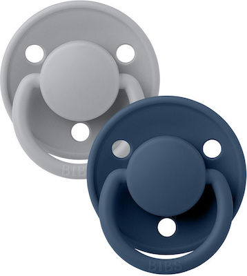 Bibs Pacifiers Rubber De Lux Cloud & Steel Blue for 6-18 months 2pcs