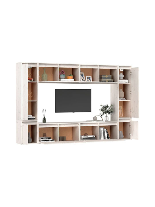 Wooden Living Room TV Unit White L220xW30xH140cm