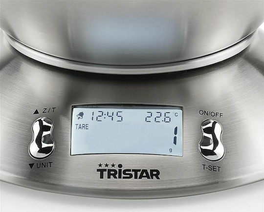 Tristar Ψηφιακή Ζυγαριά Κουζίνας με Κάδο έως 5kg Inox