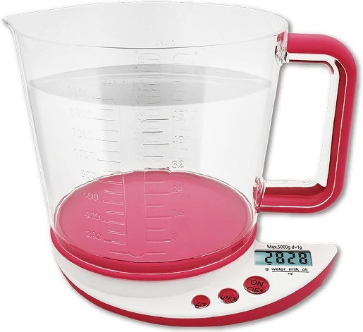 Hoomei Digitale Küchenwaage mit Krug bis 5kg Rosa