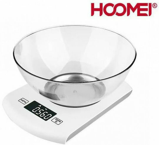 Hoomei Digital Kitchen Scale with Bucket up to 5kg White