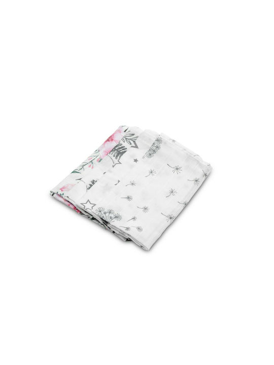 Sensillo Muslin Shoulder Burp Cloth Flower 35x35cm 4pcs