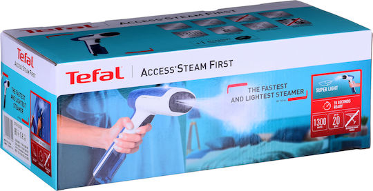 Tefal DT 6130 Hand Garment Steamer 1300W with Container 70ml Blue