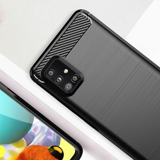 Forcell Carbon Задна корица Силикон Черен (Galaxy A51)