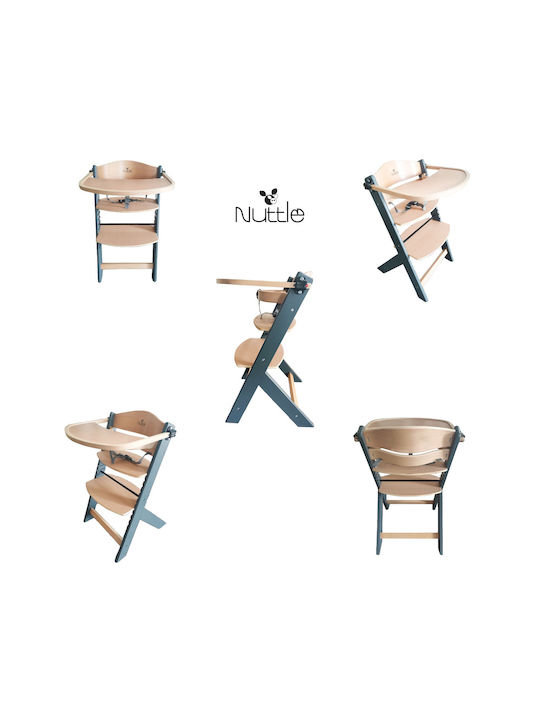 Cangaroo Nuttle Highchair 2 in 1 & Wooden Seat Grey