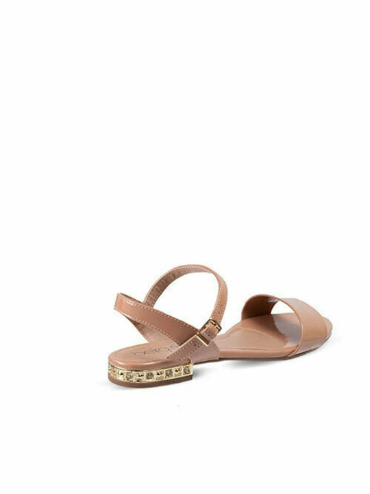 Beira Rio Women's Flat Sandals with Strap in Beige Color