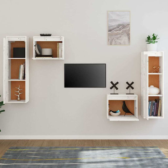 Wooden Living Room TV Unit White L150xW30xH100cm