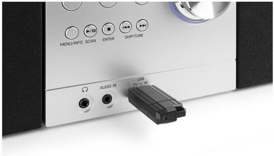 Audizio Аудиосистема 2.0 Metz 102.332 с CD / Цифрови Медии Плейър Wi-Fi и Bluetooth Сребрист