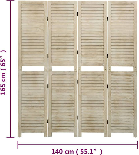 vidaXL Διακοσμητικό Παραβάν Ξύλινο με 4 Φύλλα 140x165cm