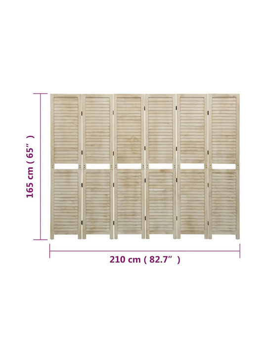 vidaXL Decorativ Paravan Lemn cu 6 Panouri 210x165cm