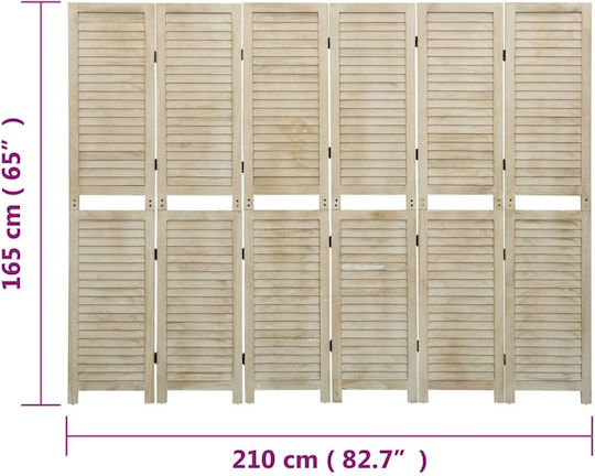 vidaXL Διακοσμητικό Παραβάν Ξύλινο με 6 Φύλλα 210x165cm