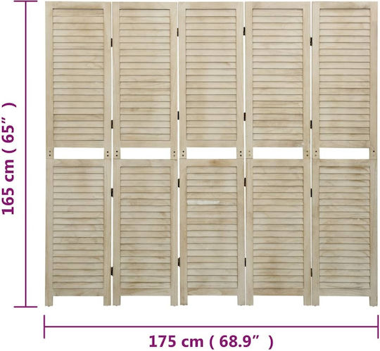 vidaXL Διακοσμητικό Παραβάν Ξύλινο με 5 Φύλλα 175x165cm