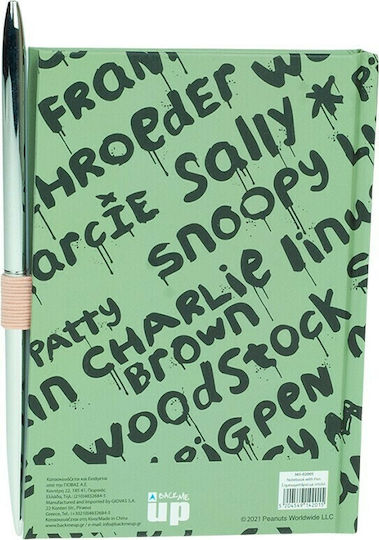 Back Me Up Snoopy Carnet A6 Cu dungi cu Suport pentru Stilou Multicolor