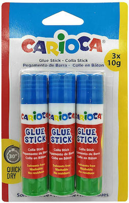 Carioca Κόλλα Stick School Glue για Χαρτί 3τμχ 10gr Χωρίς Διαλύτες