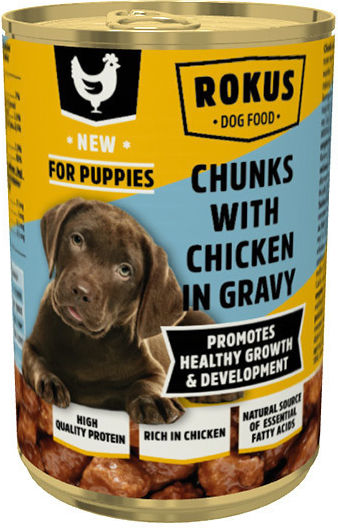 Rokus Wet Food for Puppies in Cans with Calf 410gr