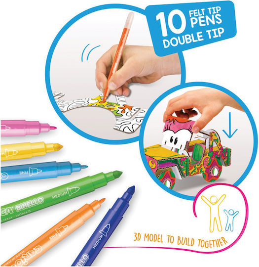 Carioca Create & Color Miss Wild 3D Set de Colorat Set de colorat cu 10 markere 10buc