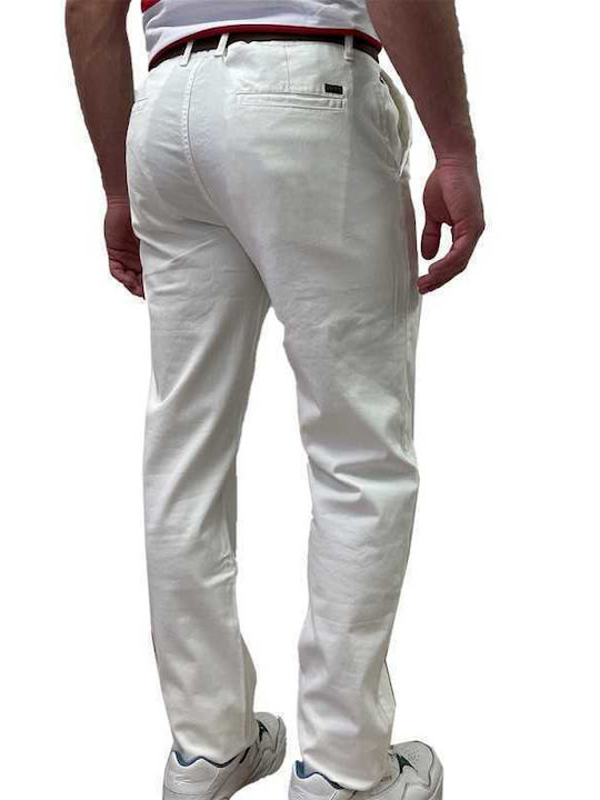 Dors Ανδρικό Παντελόνι Chino Ελαστικό σε Κανονική Εφαρμογή Λευκό