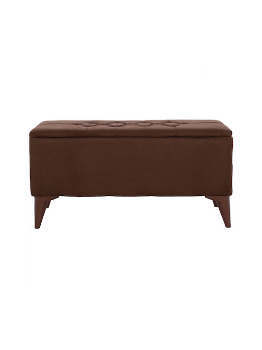 Stool Bench Stool With Storage Space Upholstered with Fabric Brown 91x42x43cm