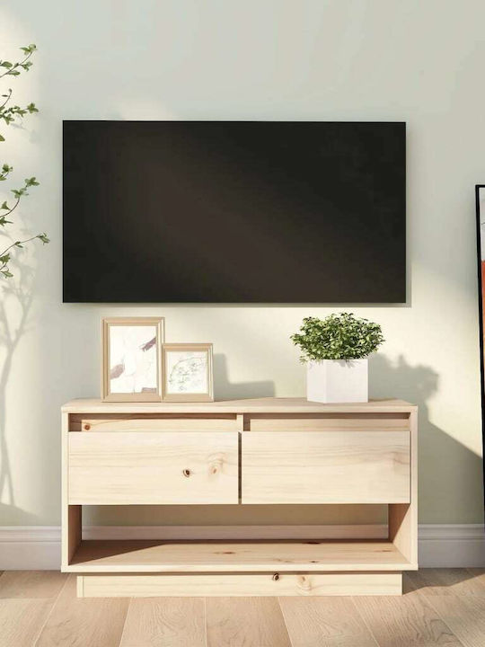 Solid Wood TV Furniture with Drawers Natural L74xW34xH40cm