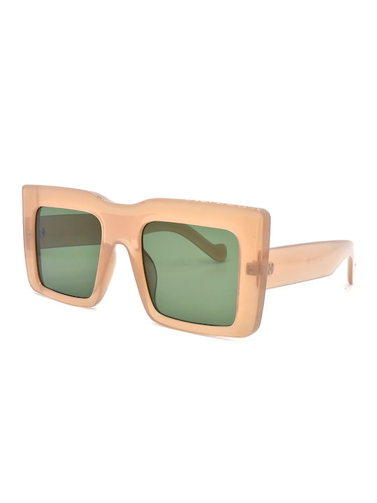 Awear Krista Women's Sunglasses with Beige Plastic Frame and Green Lens