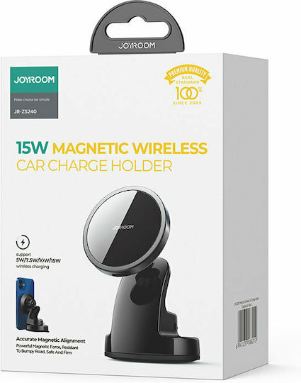 Joyroom JR-ZS240 Стойка за Телефон за Кола с Магнит и Безжично Зареждане 15W Черна