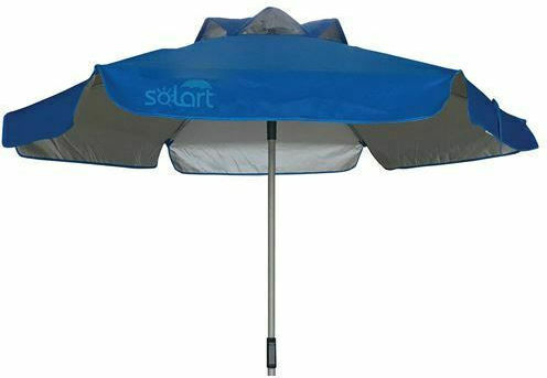 Solart Folding Beach Umbrella Aluminum Diameter 2m with UV Protection and Air Duct Blue