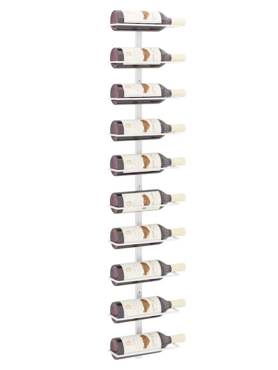 vidaXL Wall Mounted Metallic Wine Rack for 10 Bottles White 24x9x120cm