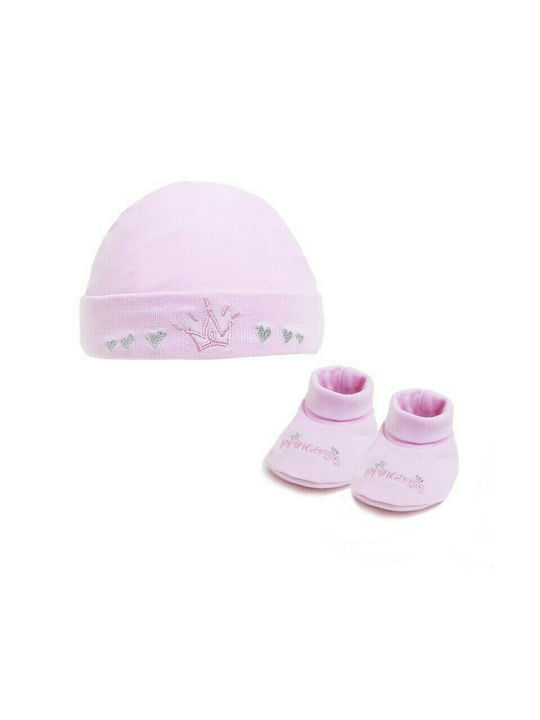 Soft Touch Cotton baby set 2 pcs. cap and shoes (HB15P) pink