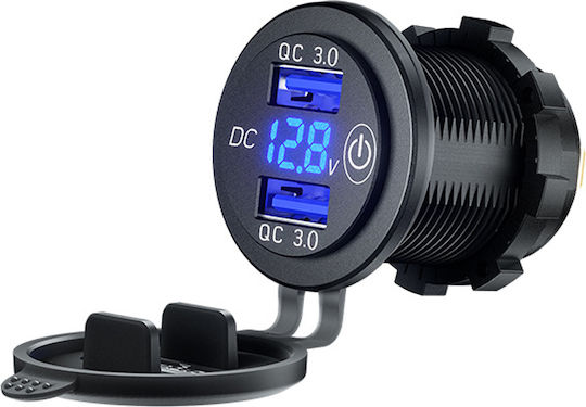 QC3 Мотоциклетно зарядно устройство Бързо зареждане с Портове: 2xUSB