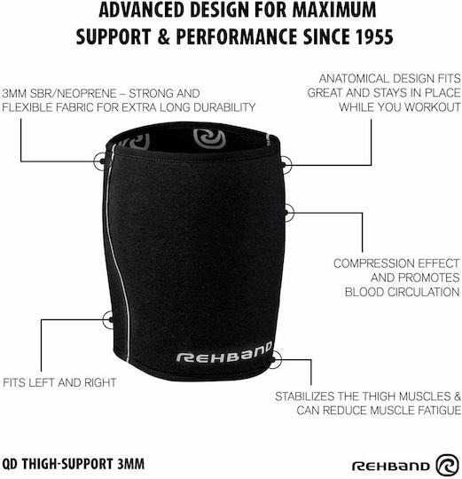 Rehband QD Thigh Support 3mm Neoprene Black