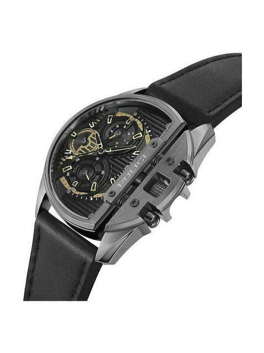 Police Daintree Watch Chronograph Battery with Black Leather Strap