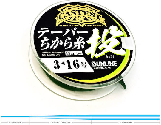 Sunline Castest Tapered Leader Fishing Line Transparent 75m / 0.285mm