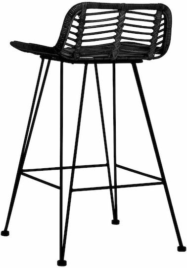 Σκαμπό Μπαρ Εξωτερικού Χώρου Rattan Μαύρο 2τμχ 46x48x79cm