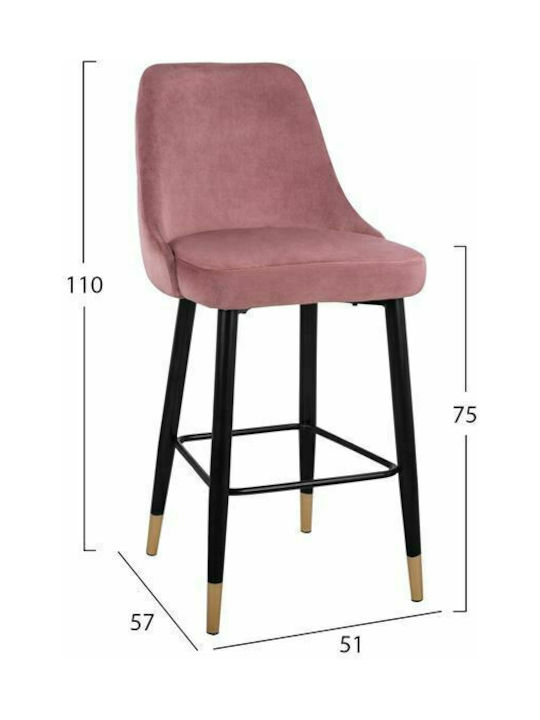 Табуретка Бар с гръбнак Облечено с кадифе Serenity Гнила ябълка 2бр 51x57x110бр