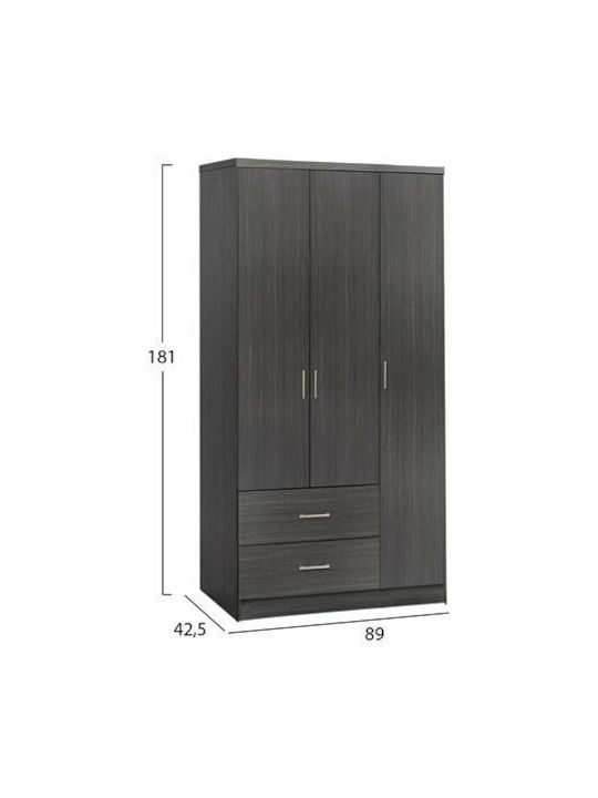 Ușă triplă Dulap de Haine Caesar Zebrano 89x42.5x181cm