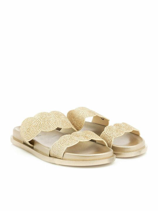 Aventis Shoes Women's Flat Sandals In Gold Colour