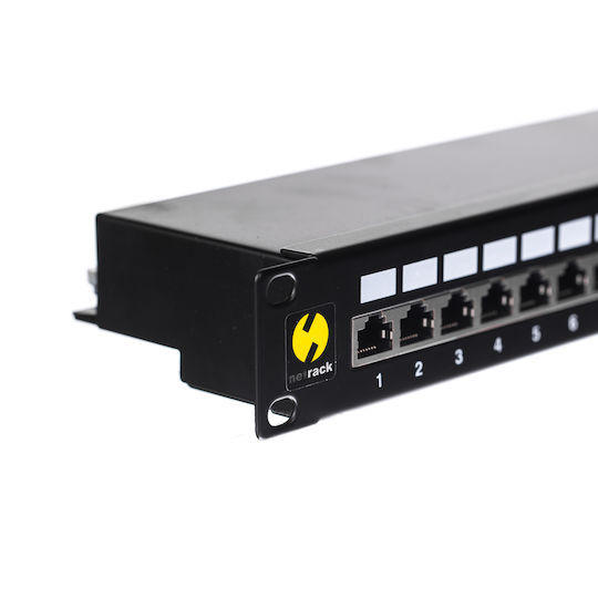 Netrack Patch Panel για Rack 1U 19" 24 Θυρών cat5e Μαύρο