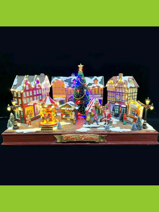 Iliadis Christmas Illuminated Decorative Village with Electric with Music and Movement 54x28x18cm.