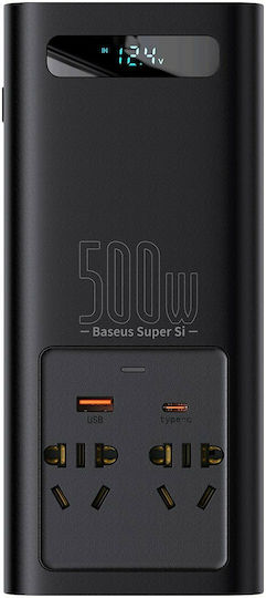Baseus Invertor Auto 500W pentru Convertirea 12V DC în 220V AC cu 2xUSB CGNB000101
