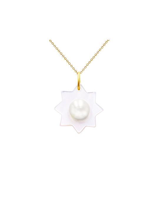 Pendant in K14 gold base with pearls - M123961S