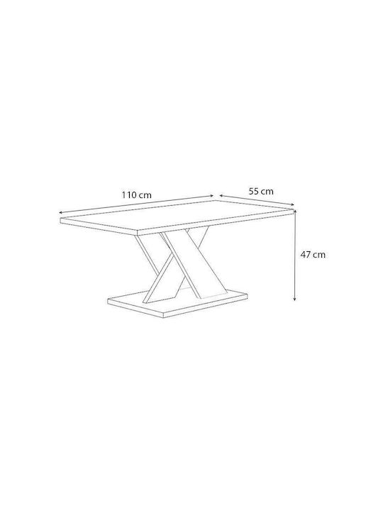 Rechteckiger Zentral Kaffeetisch Marcello Holz Anthrazit M110xL55xH48cm